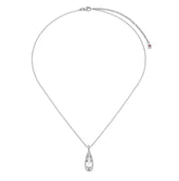 Sterling Silver Rhodium Plated Necklace w/ Pear Cut CZ -20"